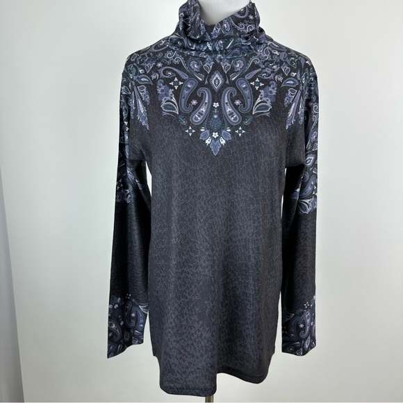 Soft Surroundings Blue Printed Turtleneck Medium - Picture 2 of 15